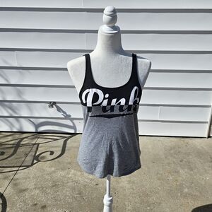 PINK Victoria's Secret Women's Gray and Black Tank Top